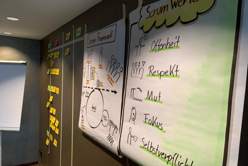 scrum values flipchart